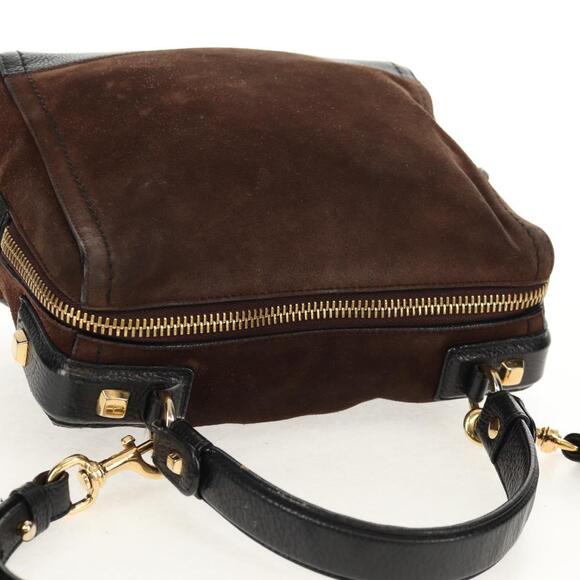 Salvatore Ferragamo Hand Bag Suede Leather 2way Brown Gold Auth gh1486 - Picture 6 of 16